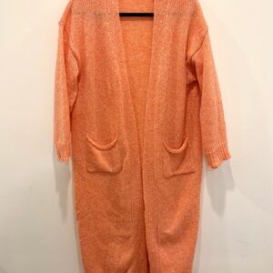 Women’s Open-Front Long Cardigan Sweater - Orange